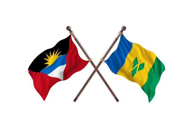 Antigua y Barbuda contra San Vicente y las Granadinas Fondo de banderas de dos países