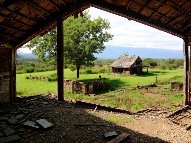 Una antigua casa en ruinas. Un paisaje espectacular.