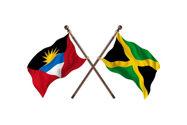 Antígua e barbuda versus jamaica dois países bandeiras histórico