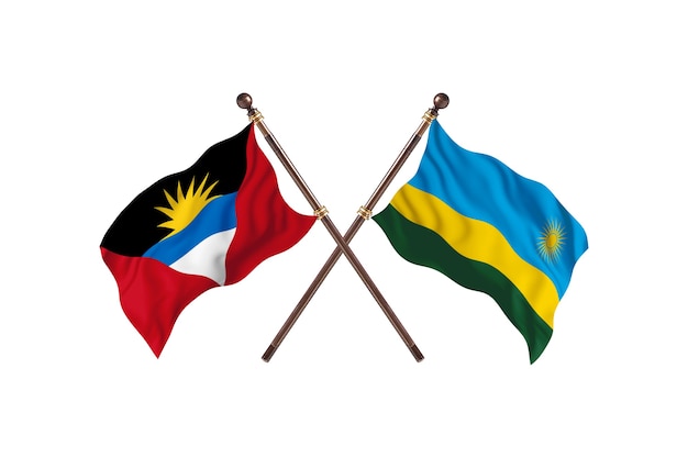 Antígua e Barbuda versus Ruanda Fundo das bandeiras de dois países