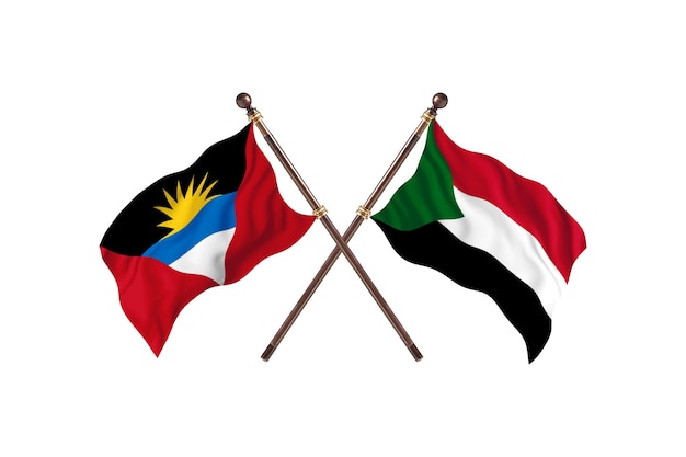 Antígua e Barbuda versus Sudão Duas Bandeiras de Fundo