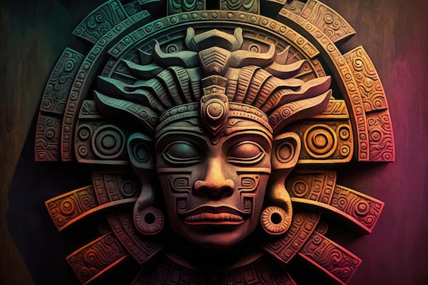 Antigua estatua de rostro maya