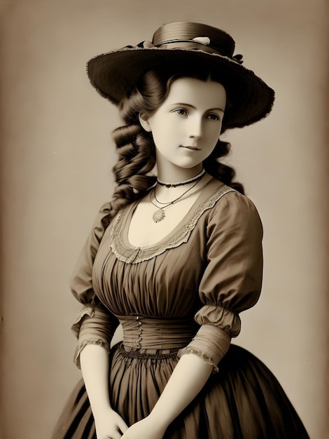 Antigua fotografía sepia de una niña en 1920