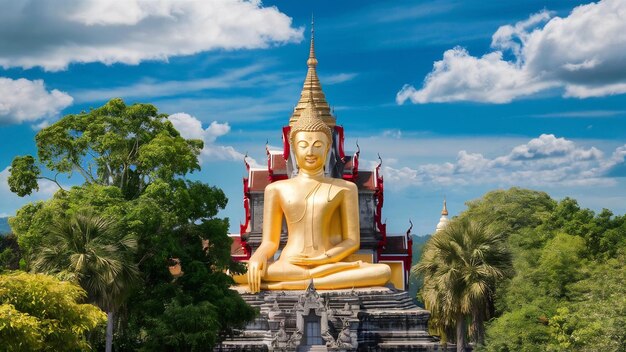 Antigua herencia enorme Buda y templo en Tailandia