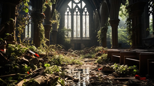 Foto antigua iglesia abandonada en la ciudad