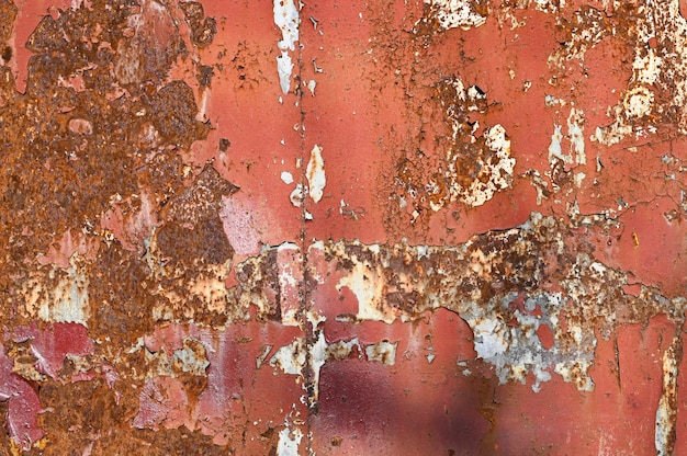 Antigua muralla de metal naranja en naranja