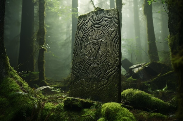 Una antigua piedra rúnica vikinga en lo profundo de un 00521 02 escandinavo
