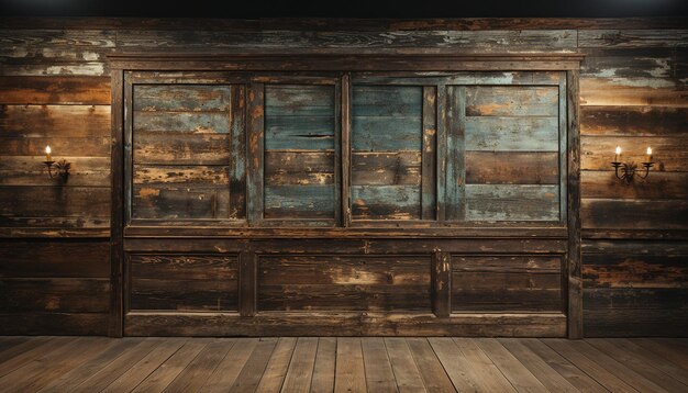 Foto antigua puerta de madera en un edificio rústico abandonado generado por ia