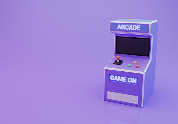 Foto antigua representación 3d de la máquina arcade