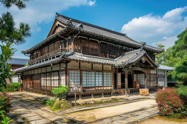 Foto antigua residencia de samuráis del período edo y habitada por samuráis de los dominios sakura