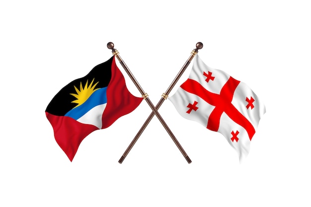 Antigua und Barbuda gegen Georgien zwei Länderflaggen Hintergrund