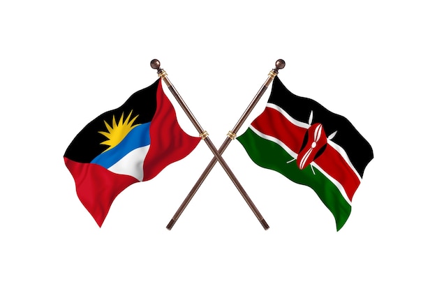 Antigua und Barbuda gegen Kenia zwei Länderflaggen Hintergrund