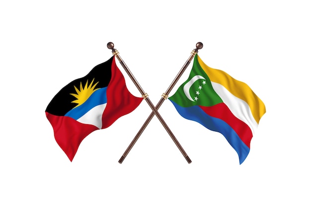 Antigua und Barbuda gegen Komoren zwei Länder Flaggen Hintergrund