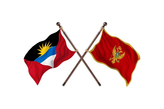 Antigua und Barbuda gegen Montenegro zwei Länderflaggen Hintergrund