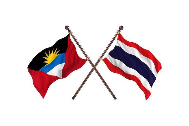 Antigua und Barbuda gegen Thailand zwei Länderflaggen Hintergrund