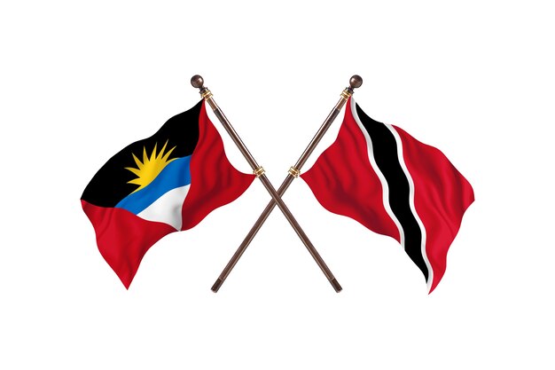 Antigua und Barbuda gegen Trinidad und Tobago zwei Länderflaggen Hintergrund