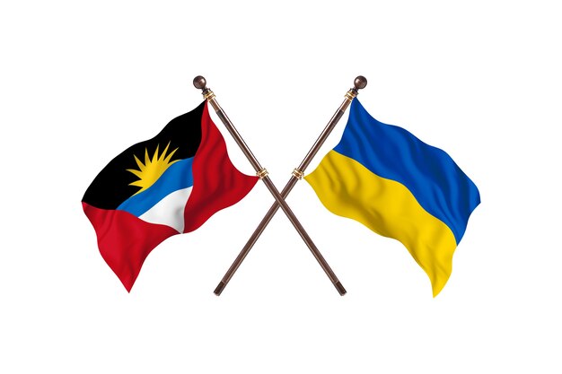 Antigua und Barbuda gegen Ukraine zwei Länderflaggen Hintergrund