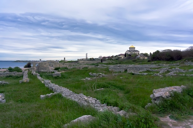 Antiguas ruinas griegas de Chersonesos Crimea, Sebastopol,