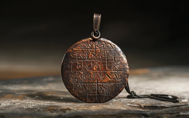 Foto el antiguo amuleto de cobre