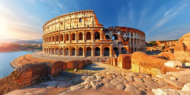 Foto el antiguo coliseo romano en italia un símbolo de roma historia y cultura concepto arquitectura antigua imperio romano monumento histórico icono cultural patrimonio italiano