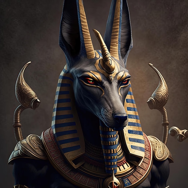 El antiguo dios egipcio de la muerte y el mundo de los muertos el terrible Anubis Fantasía Egipto IA