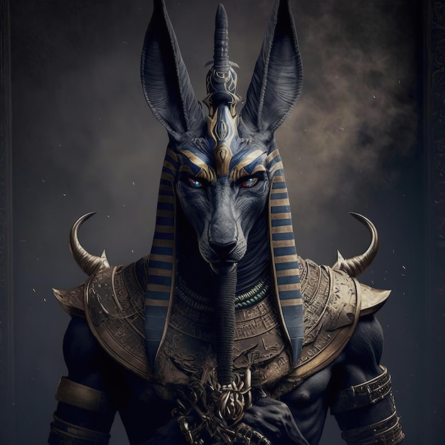 El antiguo dios egipcio de la muerte y el mundo de los muertos el terrible Anubis Fantasía Egipto IA