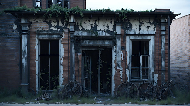 Foto un antiguo edificio abandonado centrado en la textura