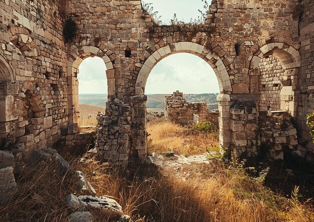 Foto un antiguo edificio de piedra con un gran arco en el medio