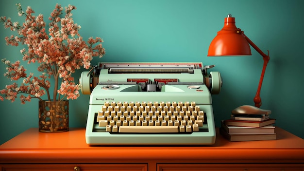 Antiguo y elegante póster de máquina de escribir retro