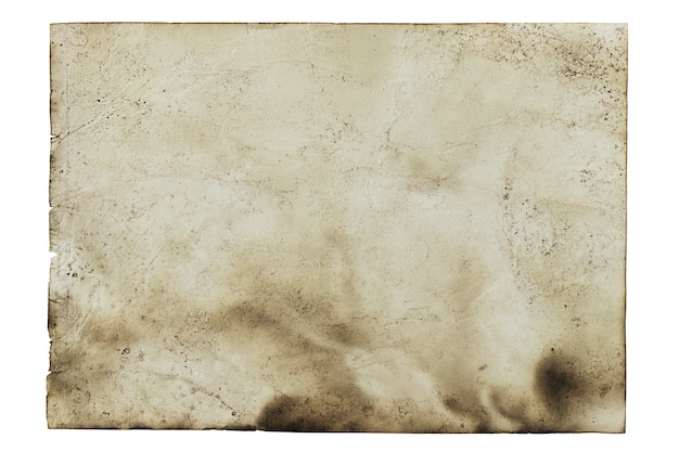 Foto antiguo fondo de papel quemado aislado en blanco