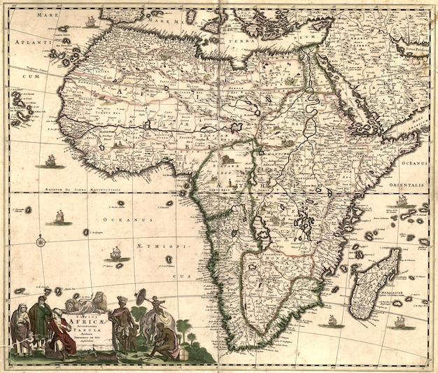 Un antiguo mapa medieval de África por Frederico de Vit 1688