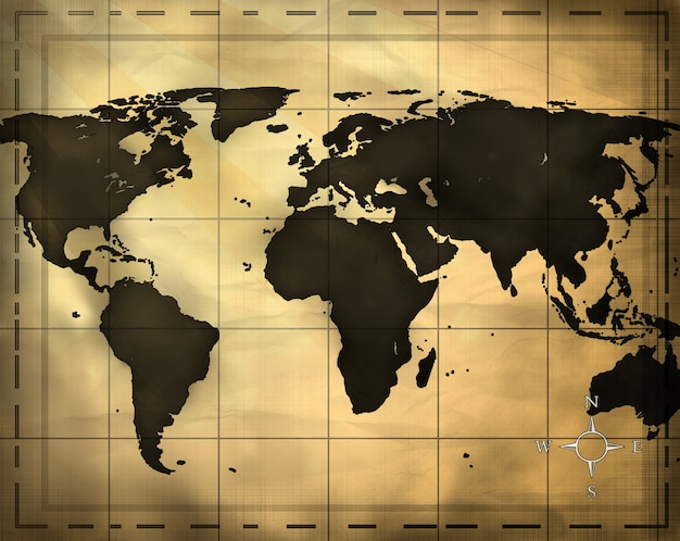 Antiguo mapa del mundo generado por computadora