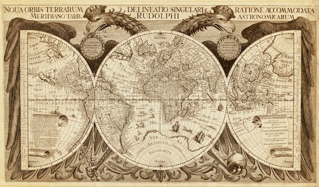 Foto antiguo mapa del mundo impreso en 1630