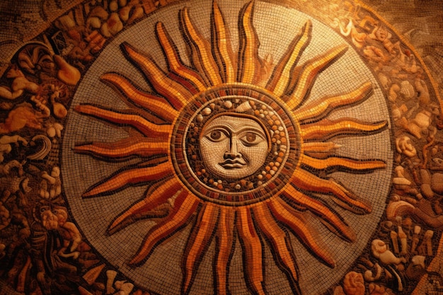 Foto antiguo mosaico de sol antiguo generar ai