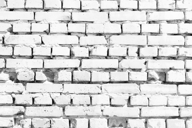 Antiguo muro de ladrillo blanco. Fondo de ladrillo vintage, textura arquitectónica blanca