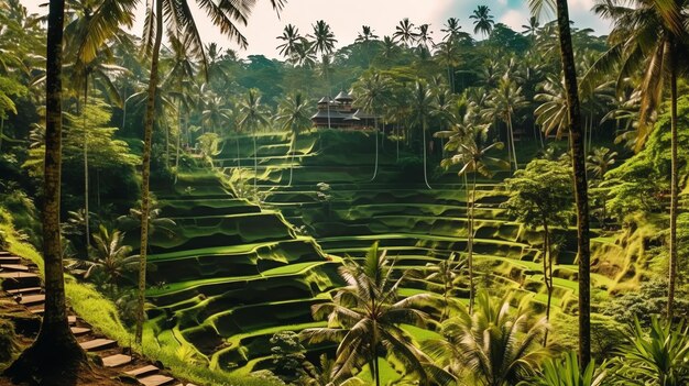 Foto antiguo pura ulun danu bratan besakih o famoso templo hindú y turista en la isla de bali al amanecer