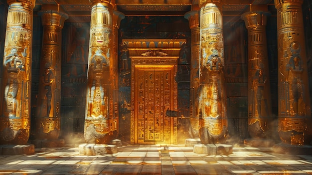 El antiguo templo egipcio con columnas