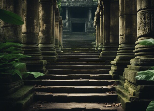 Foto un antiguo templo de horror de camboya