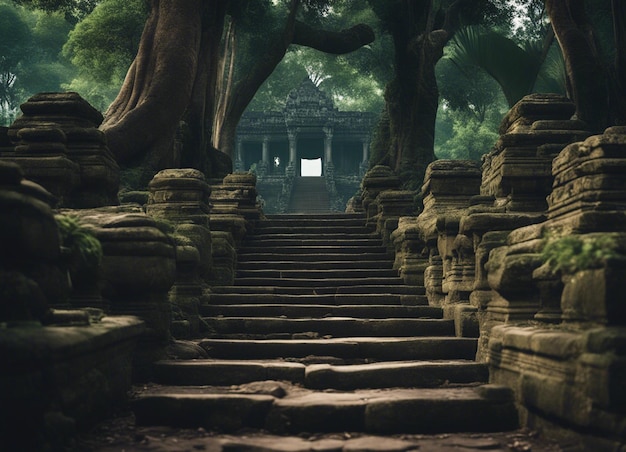 Foto un antiguo templo de horror de camboya