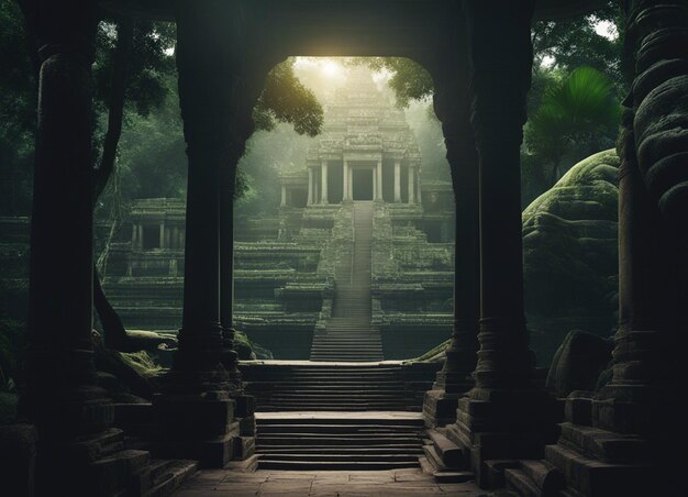 Foto un antiguo templo de horror de camboya