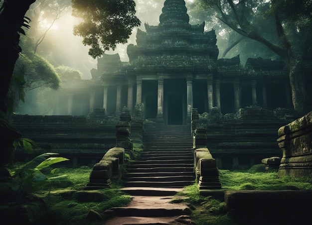 Foto un antiguo templo de horror de camboya