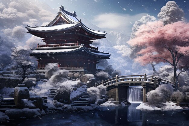 Foto antiguo templo japonés generate ai