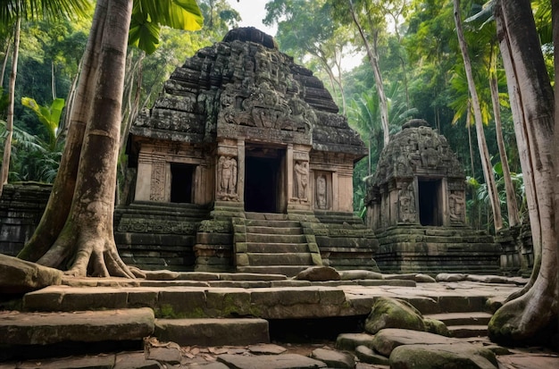 Foto antiguo templo ubicado en una densa selva