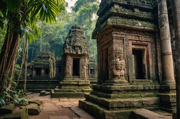 Foto antiguo templo ubicado en una densa selva