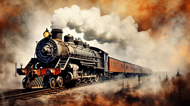 Antiguo tren de vapor vintage fondo grunge