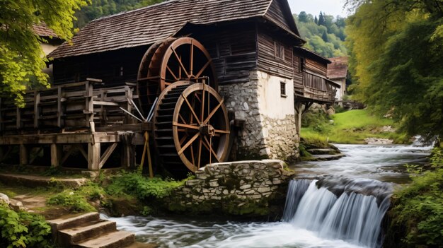 Foto antiguos molinos de agua de madera jajce en bosnia y herzegovina