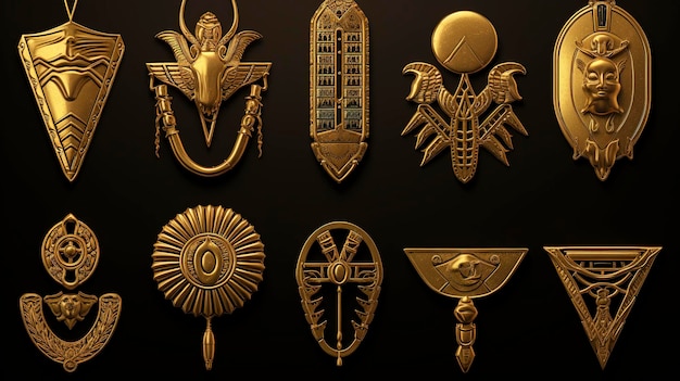 Foto antiguos símbolos egipcios de oro