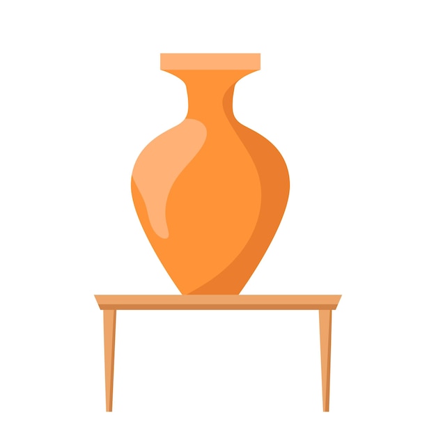 Antike Amphora-Vase im flachen Design Klassischer Keramiktopf auf der Ausstellung Vektorillustration isoliert