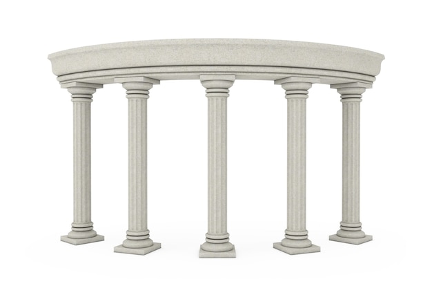 Foto antike klassische griechische säulenbogen auf weißem hintergrund. 3d-rendering