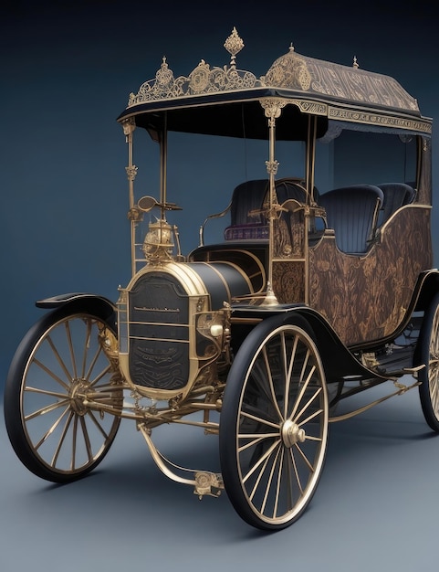 Antike Kutsche auf blauem Hintergrund 3D-Rendering